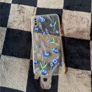Blueberry painted clear phone case Apple XS Max